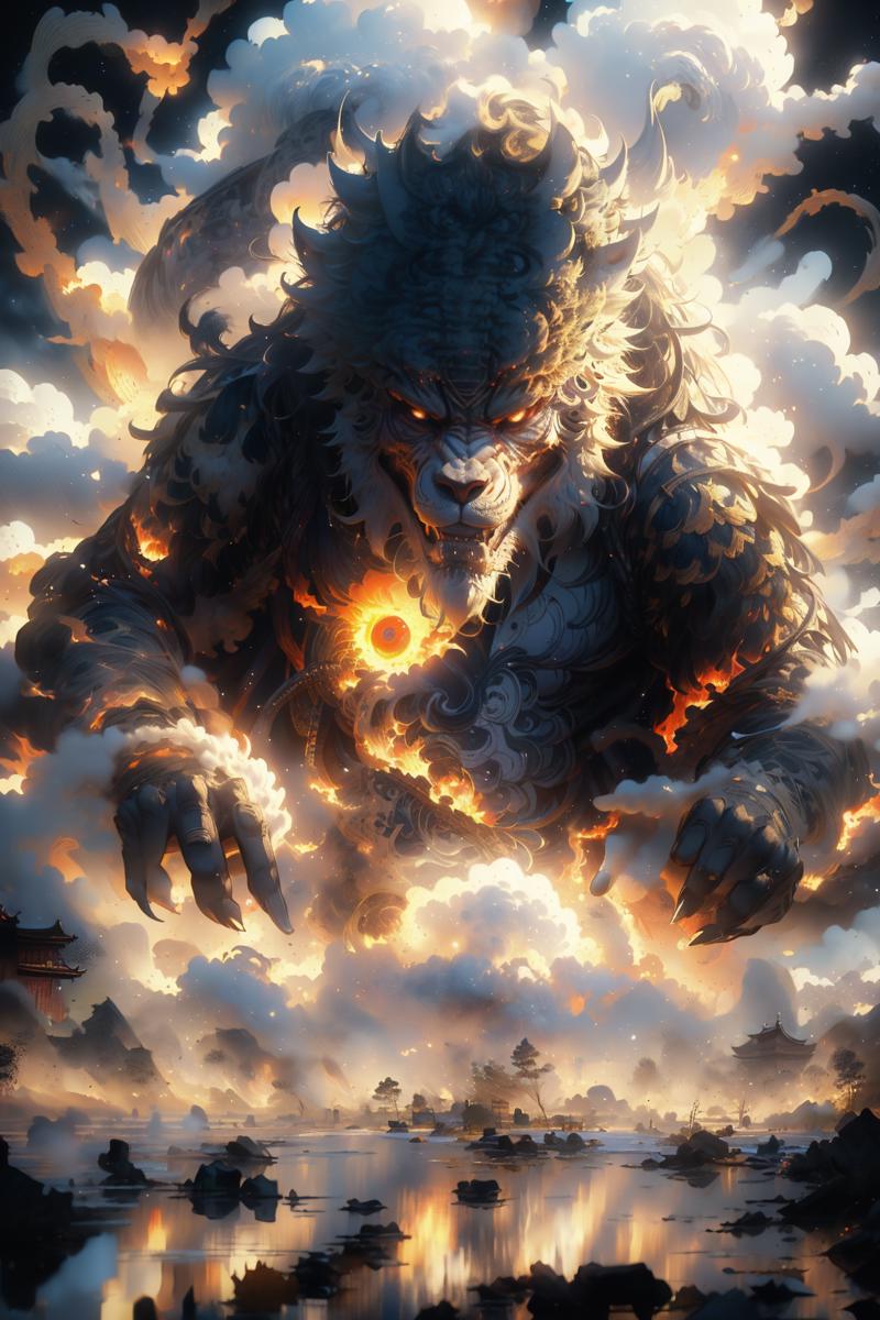 00143-4248532826-eastern ink painting,sun wukong,hdr in flames,large scene wide angle,8K,best quality,masterpiece,Highly detailed,Studio lighting.png